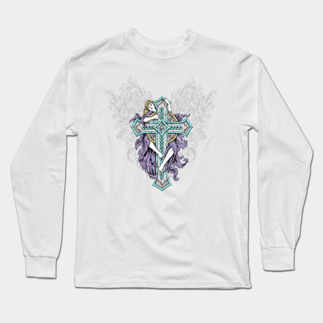 Virgin on the Cross Long Sleeve T-Shirt by viSionDesign